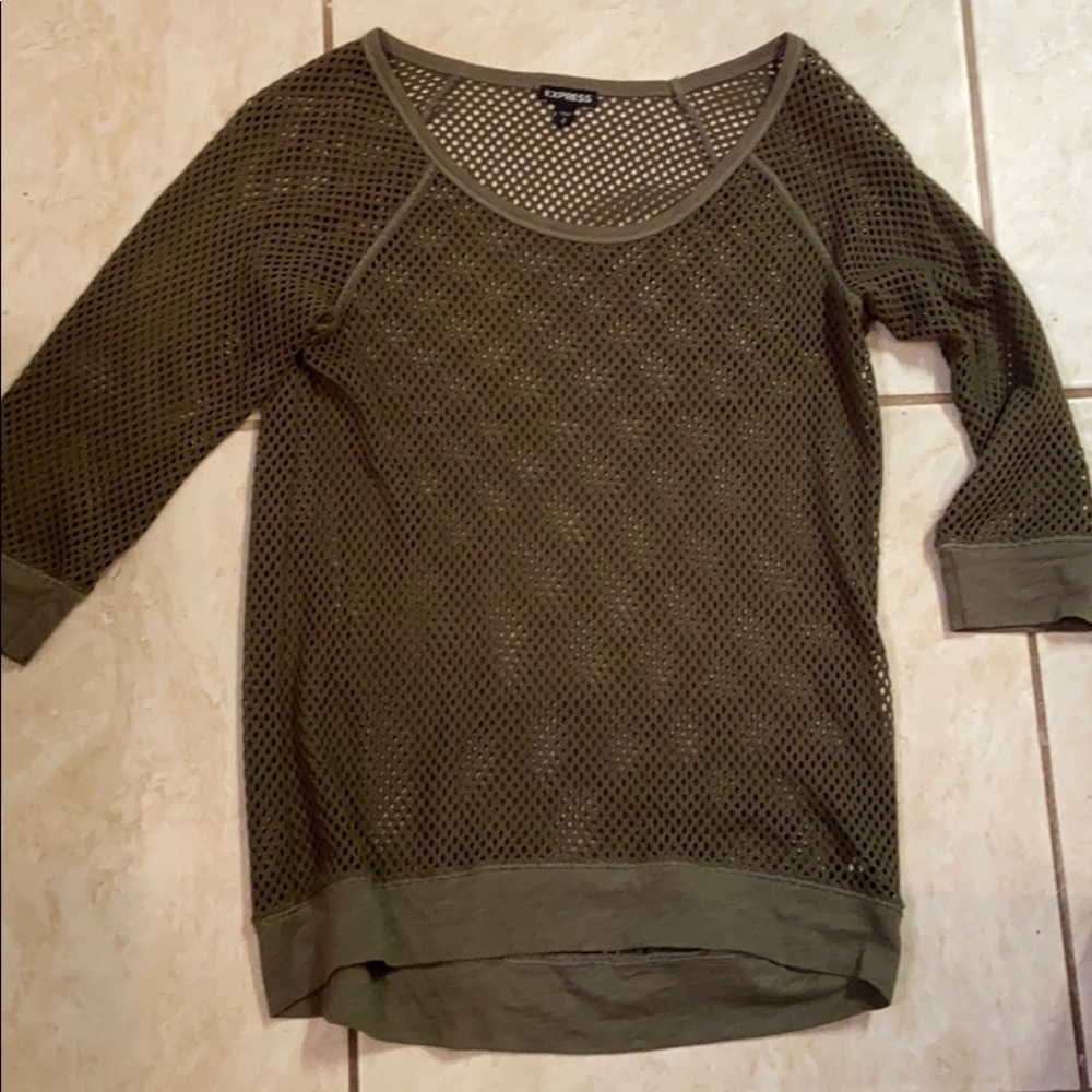 Army green express top net like